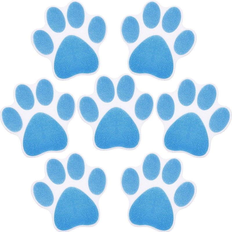 Mudder 20 Pieces Non-slip Bathtub Stickers Adhesive Paw Print Bath Treads Non Slip Traction to Tubs Bathtub Stickers Adhesive Decals Anti-slip Appliques for Bath Tub Showers, Pools, Boats, Stairs (Blue) - Image 1